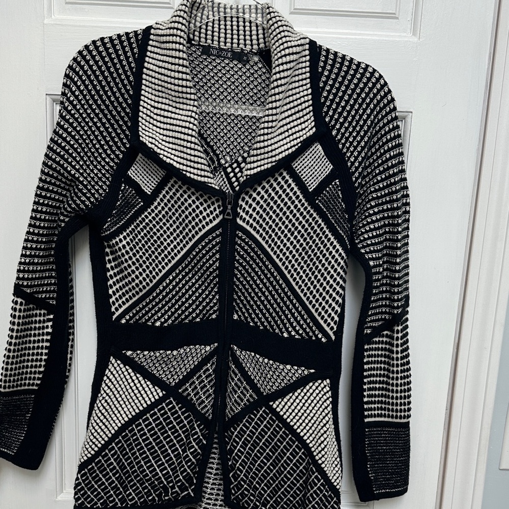 NIC+ZOE Black and White Textured Cardigan